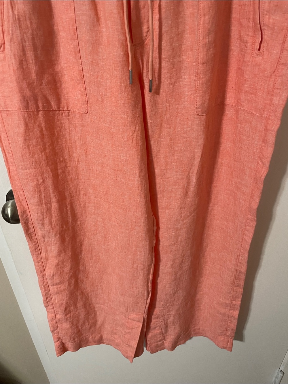 Athleta Retreat Linen Wide Leg Pants in Sunset Glow/Coral Size 12P - Picture 4 of 9